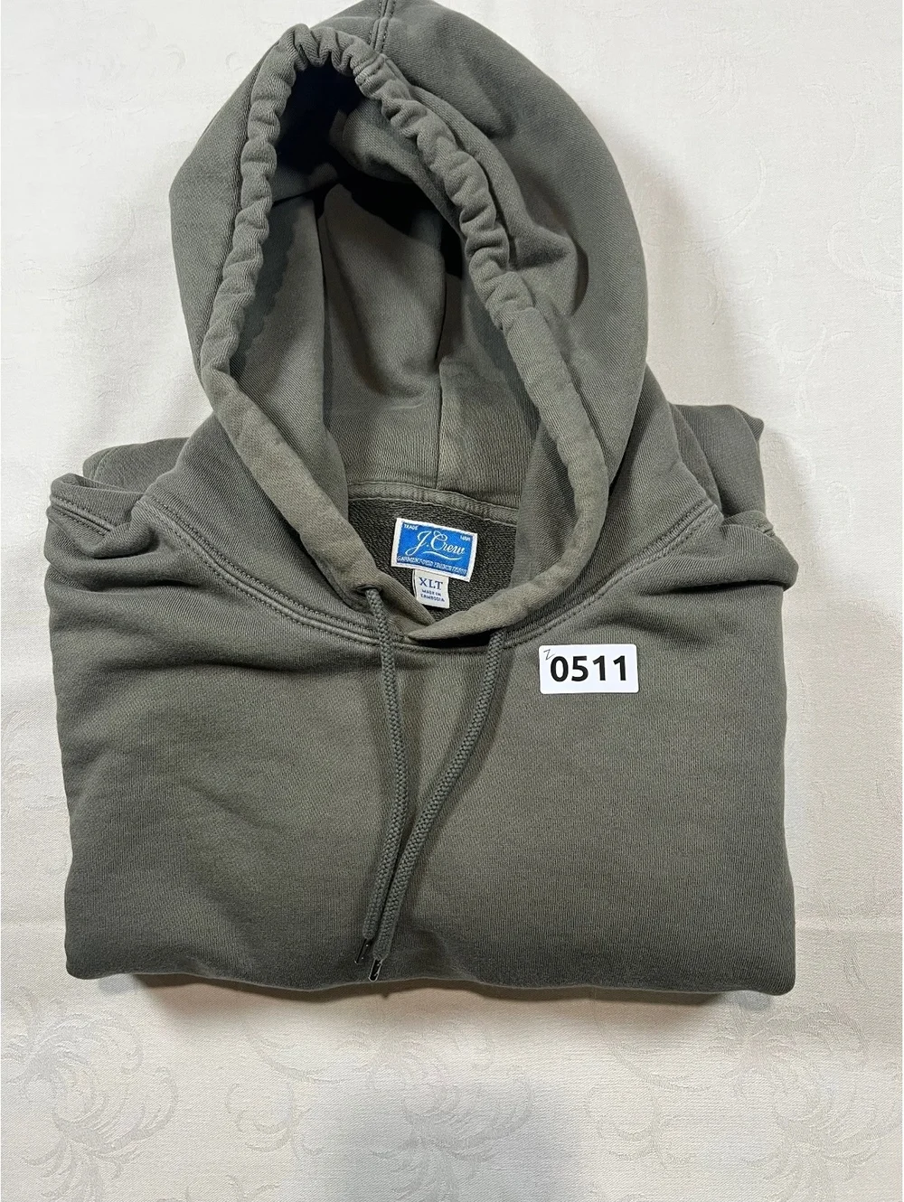 J.Crew Mens Heavyweight Fleece Hoodie Size XLT Olive Green